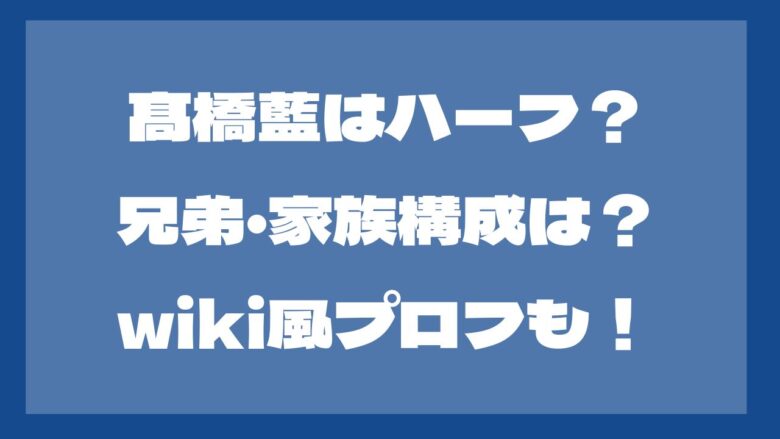 髙橋藍はハーフ？兄弟はいる？家族構成は？wiki風プロフも紹介