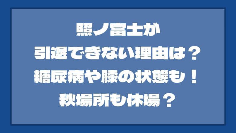 照ノ富士が引退できない理由は？糖尿病や膝の状態も！秋場所も休場？